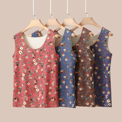 女秋冬妈妈装加绒加厚无痕保暖背心德绒中老年内搭吊带打底衫上衣