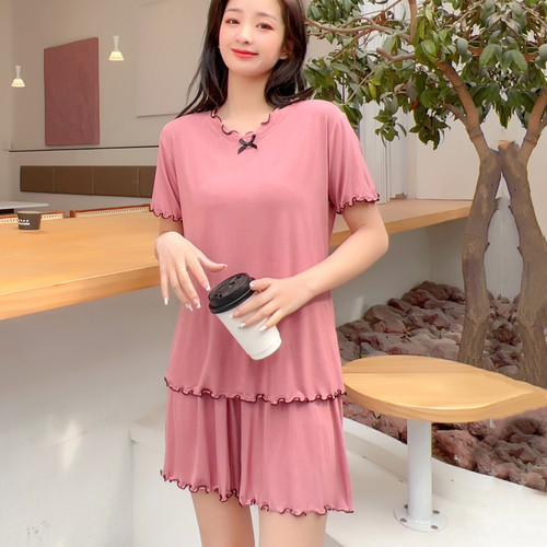 莫代尔家居服女短袖短裤两件套