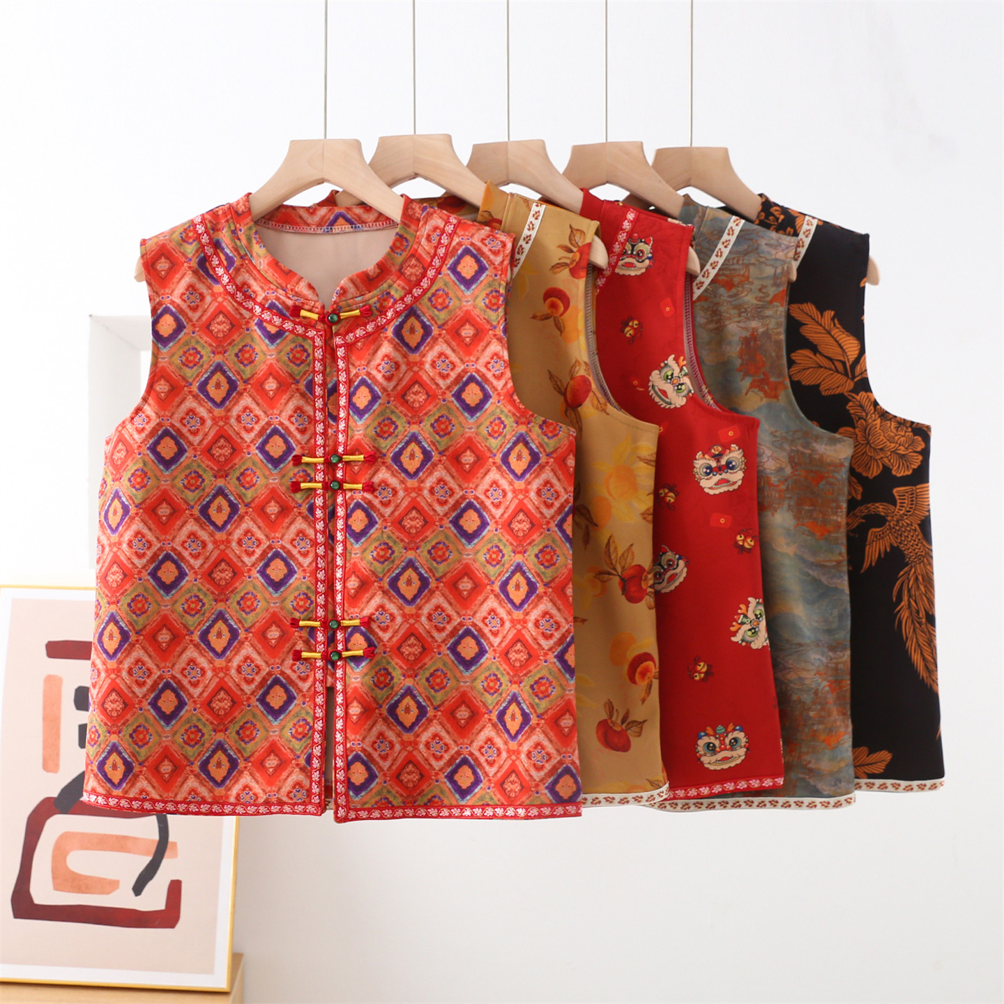 新中式国潮马甲女秋冬新款外穿宽松无袖坎肩国风大码背心马夹上衣