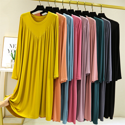 韩版A字裙莫代尔纯色长袖