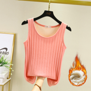 冬季加绒防寒背心女加厚紧身内搭吊带棉质无袖保暖上衣大码打底衫