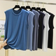 圆领坎肩外穿汗衫 夏男士 T恤薄款 宽松无袖 纯色宽肩莫代尔背心大码