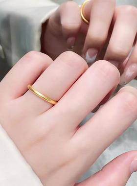 古法素圈戒指女实心仿真黄金色