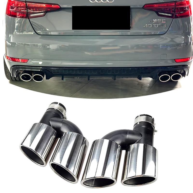 奥迪A4A5A6A7L四出黑碳纤尾喉