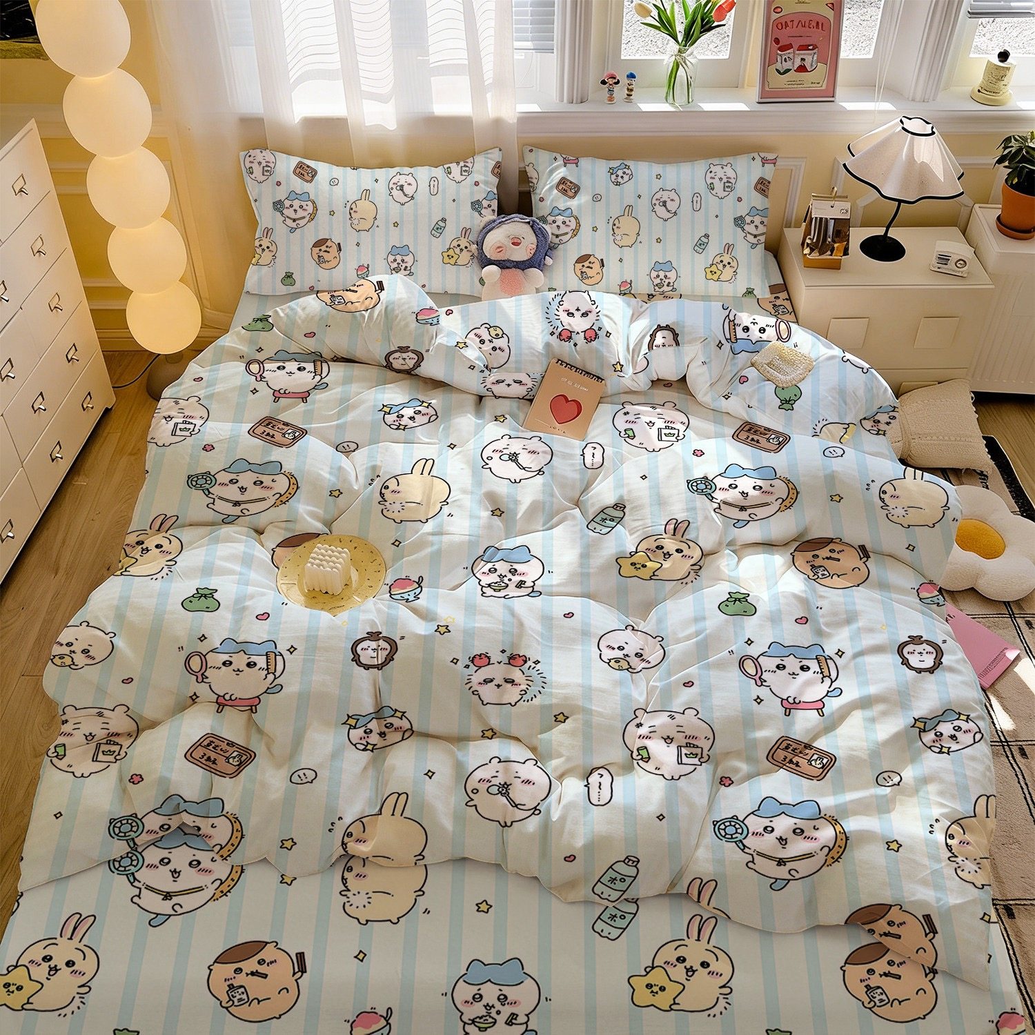 卡通吉伊卡哇四件套chiikawa澳棉亲肤床单被套学生宿舍卧室三件套,床上用品,床品套件/四件套/多件套,淘宝优惠券,粉丝福利购,淘宝优惠卷