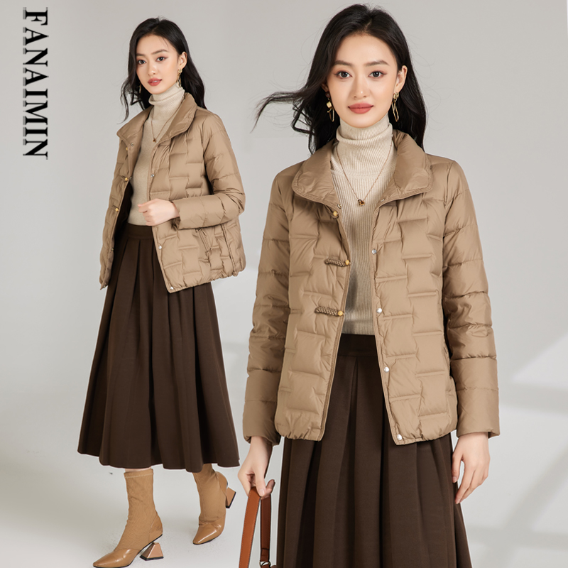 紫色新中式轻羽绒服短款外套女