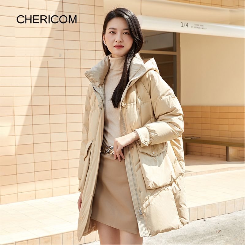 千仞岗2023冬季新款女士中长款加绒加厚保暖羽绒服女外套Y289173Y