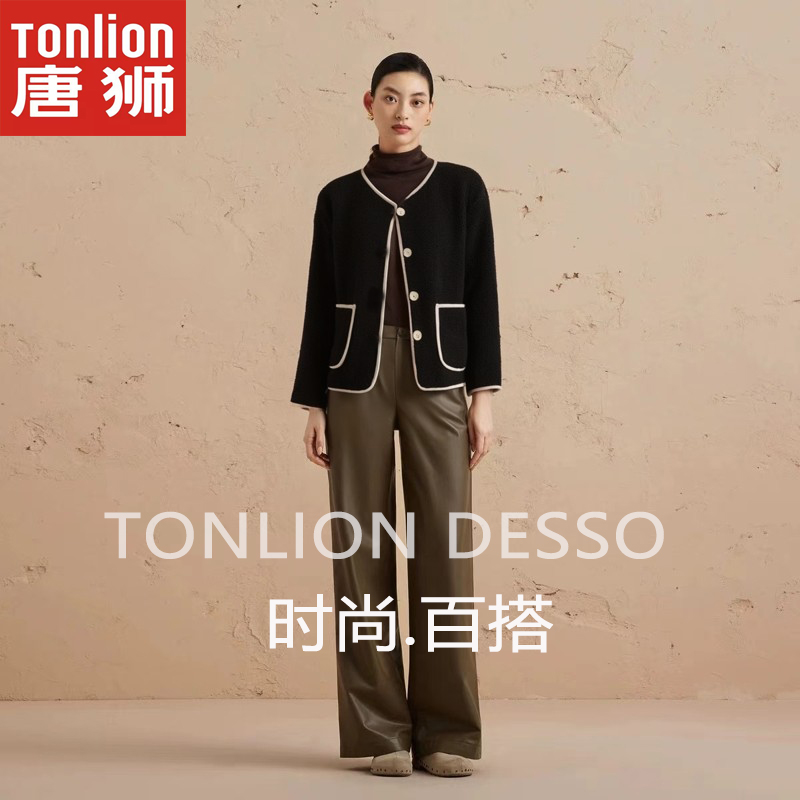 唐狮集团DESSO棉服外套女欧洲站轻薄小众气质无领显瘦短款羽绒棉