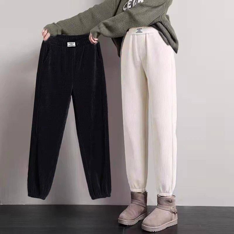 MH新款秋冬女宽松显瘦休闲加厚灯芯绒束脚裤