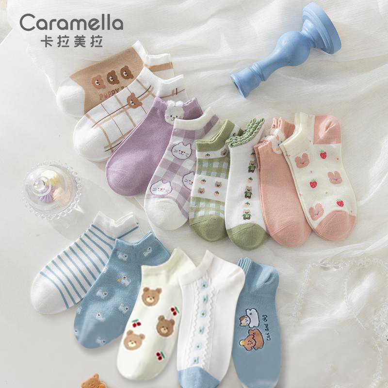 caramella袜子女春秋薄款短袜纯色棉袜浅口可爱日系防滑女士短袜_淘宝内购会_女士内衣/男士内衣/家居服-第2张图片-提都小院