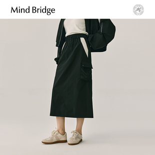 拼接中长裙 直筒裙秋季 Mind Bridge女士户外运动半身裙2025新款