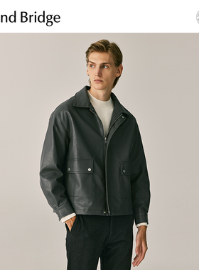 MB MindBridge2026春季翻领PU皮短外套男士复古皮衣夹克美式上衣