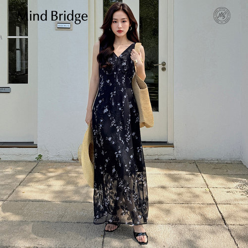 MindBridge度假风碎花吊带裙