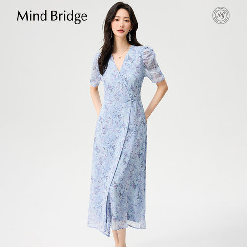 MindBridge法式泡泡袖碎花裙