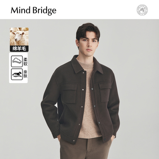 翻领毛呢大衣2025年冬短款 MindBridge 工装 男士 羊毛外套 山羊绒