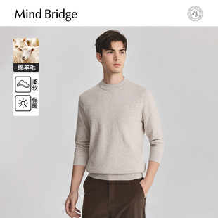 男士 Mind 2025年冬休闲百搭羊毛衫 绵羊毛 纯色圆领毛衣 Bridge