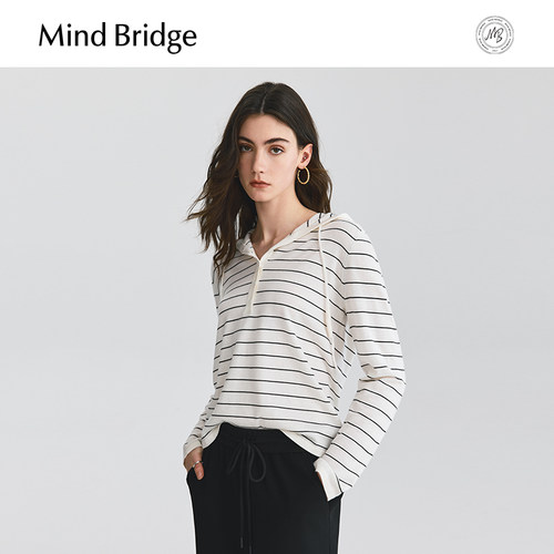 MindBridge连帽条纹针织衫
