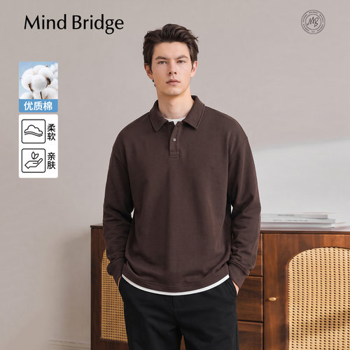 MindBridge纯色Polo领卫衣