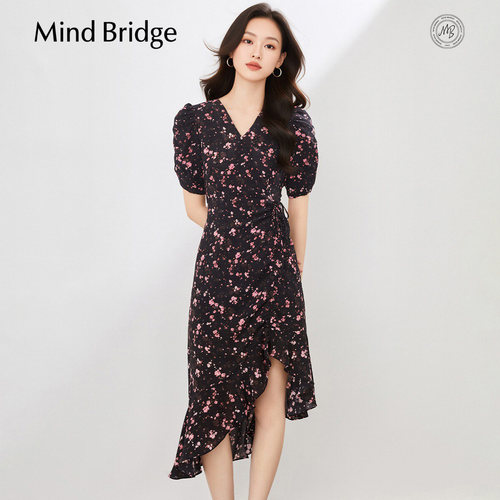 MindBridgeV领碎花鱼尾连衣裙