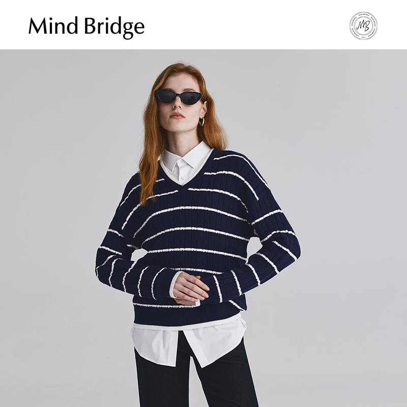 MindBridgeV领条纹毛衣