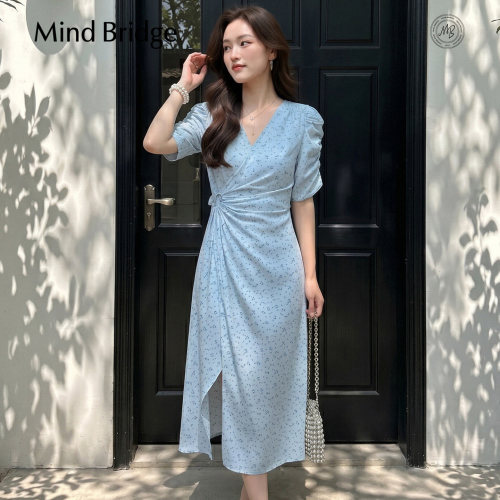 MindBridgeV领修身碎花连衣裙