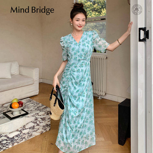 MindBridgeV领A字碎花裙