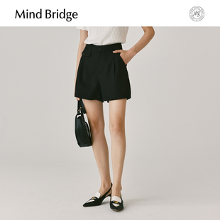 黑色设计感休闲裤 女士通勤A字阔腿短裤 MindBridge百家好夏季