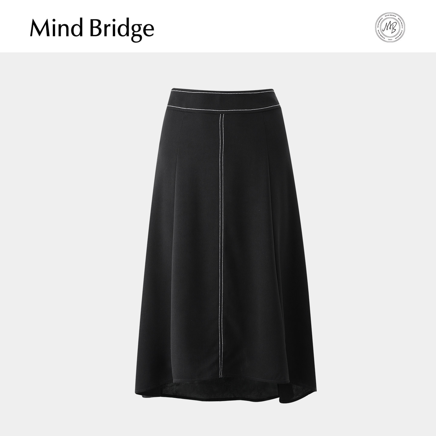Mind Bridge秋季简约法式通勤半身裙女士韩版黑色裙高腰a