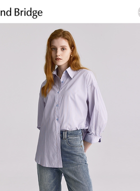 MB MindBridge2025新款长袖通勤衬衣秋季条纹上衣女士宽松衬衫