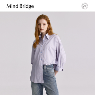 条纹上衣女士宽松衬衫 通勤衬衣秋季 MindBridge2025新款 长袖