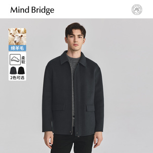 MindBridge2025年冬纯色夹克翻领双面呢大衣男士 通勤休闲羊毛外套