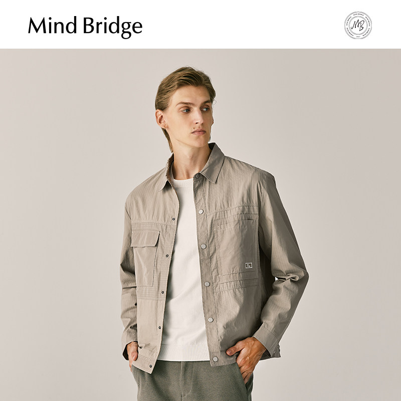 MB MindBridge男士上衣春季复古宽松工装外套2026新款潮百搭夹克,男装,夹克,淘宝优惠券,粉丝福利购,淘宝优惠卷