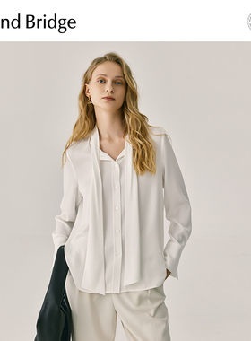 MB MindBridge秋季法式气质衬衫女飘带长袖衬衣2025新款通勤上衣