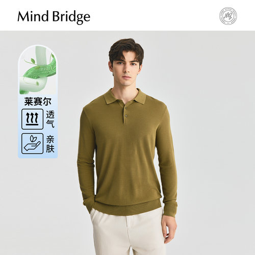 MindBridge纯色针织polo衫