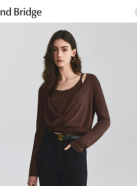 mindbridge2026年春新款慵懒感女士长袖罩衫法式针织扭结女装