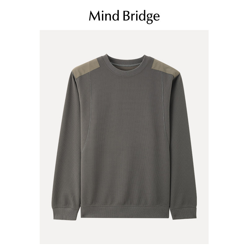 Mind bridge2025年秋季新款男士圆领卫衣休闲上衣纯色