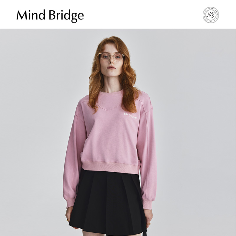 MindBridge圆领字母印花长袖卫衣