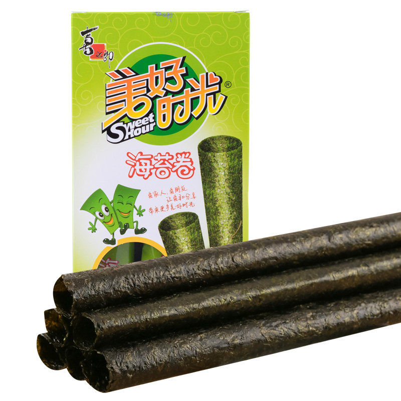 美好时光海苔卷26.5g27g盒装原味芝麻夹心紫菜片喜之郎零食海产品