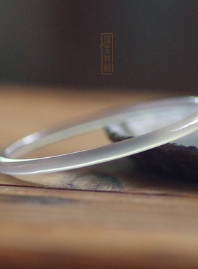 烟雨江南 天然冰种烟灰玉髓叮当手镯极细秀气古典款镯子汉服配饰