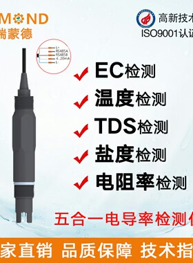 工业在线智慧型电导率电极 TDS  EC传感器  485和4-20ma 瑞蒙德