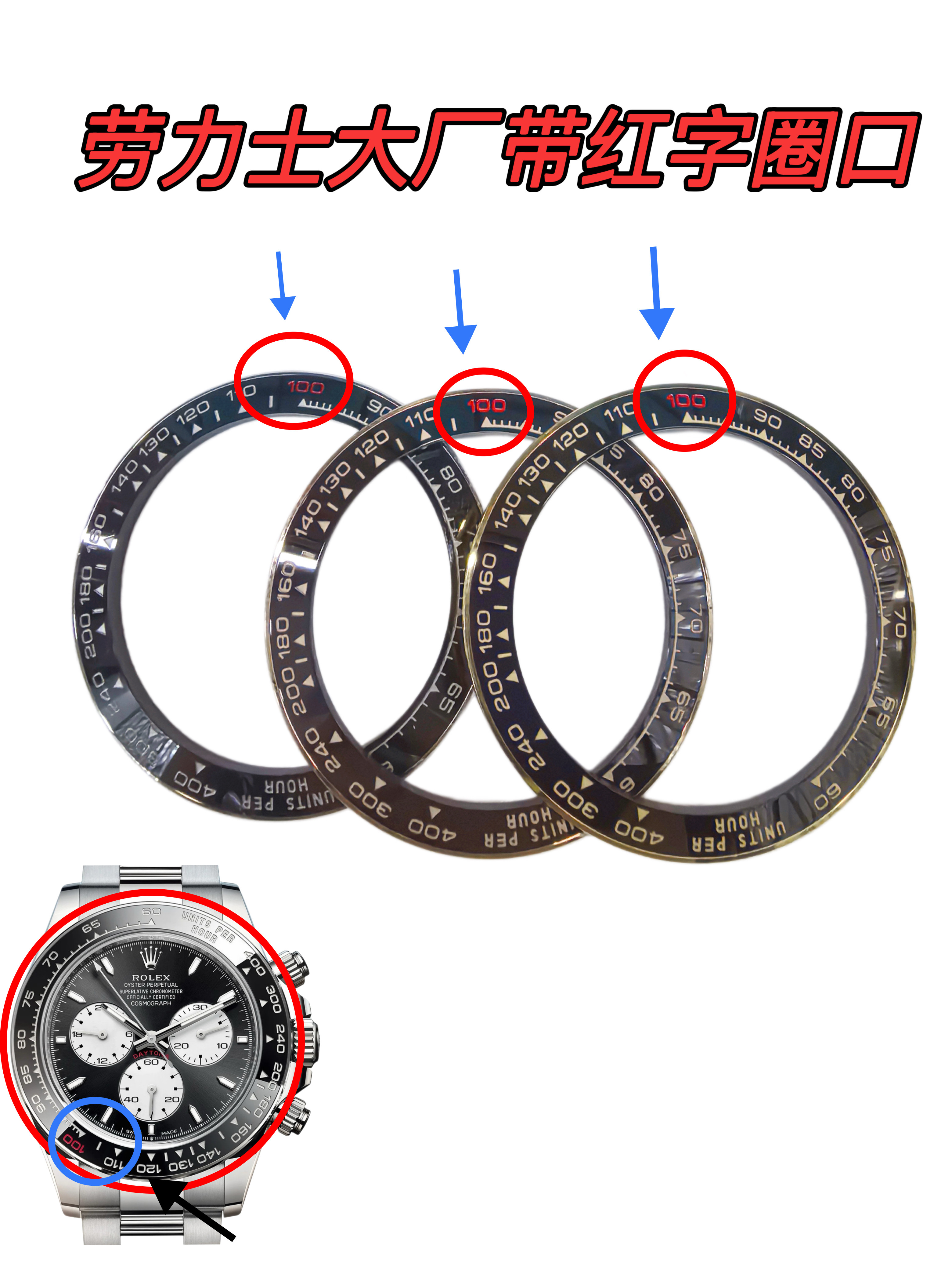 代用劳力士迪通拿新款4131大厂正品通用电镀陶瓷圈金属外圈配件图片
