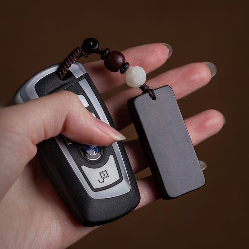 定制刻字檀木无事牌汽车钥匙扣挂件桃木防丢平安千玺钥匙吊坠挂饰