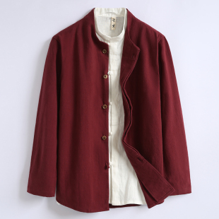 新中式 玄笙春秋季 唐装 外套中国风男式 盘扣中年古风改良复古 男装