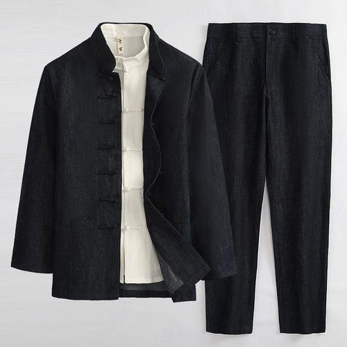 中国风秋季唐装男牛仔中式复古