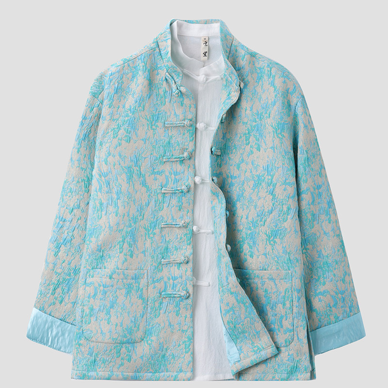 唐装男春秋新款中国风男装新中式改良国潮中式立领长袖提花外套男,男装,唐装,淘宝优惠券,粉丝福利购,淘宝优惠卷