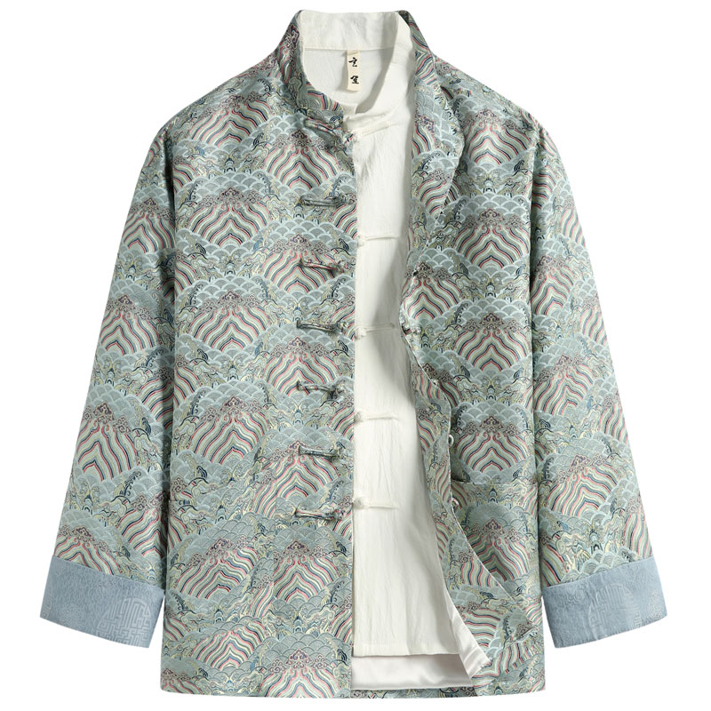 玄笙唐装外套男桑蚕丝上衣