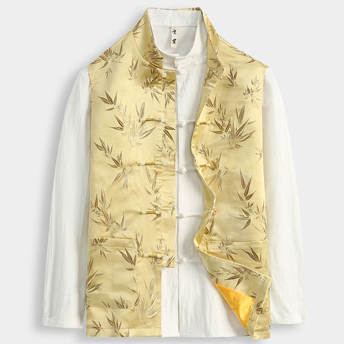 玄笙夏季唐装男背心无袖坎肩马甲