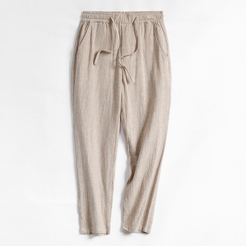 夏季男裤子亚麻裤男士宽松直筒裤薄款透气麻料长裤棉麻裤男休闲裤