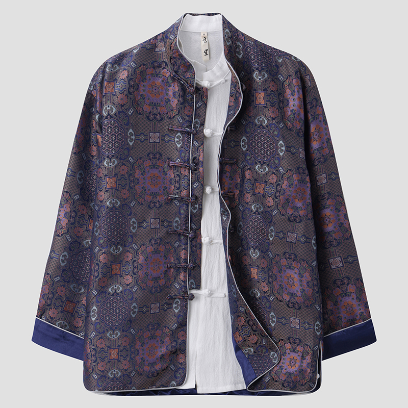 春秋款中国风唐装新中式国潮外套男宽松立领手工盘扣复古休闲上衣