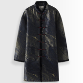 唐装 盘扣棉衣上衣棉袄 棉服加厚国潮提花棉袄男新中式 男冬季 中长款